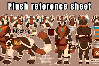 design custom plushie reference sheet stuffed animal character ych tech pack