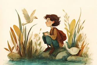 create watercolor illustrations for children book, kids picture book illustrator