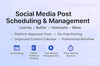 schedule and manage social media posts using loomly, buffer, hootsuite and  more