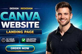 create custom canva website, canva landing page, canva design, html website