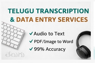 do telugu typing from audio, video, or images