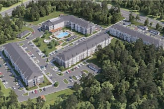 design landscape site plan,multi family residential community,aerial view render