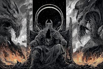 draw metal cover album and heavy metal illustration dark art