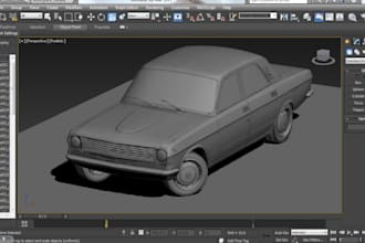 model 3d custume car, car terminal, vintage car interior and exterior, armor