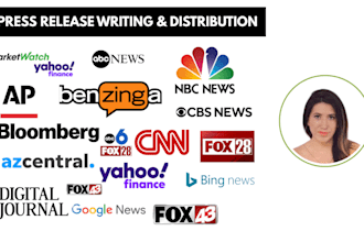 do press release writing and distribution, media outreach, authority backlinks