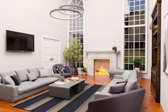 redo3d mediterranean house interior,living room design,2d layout to 3d rendering