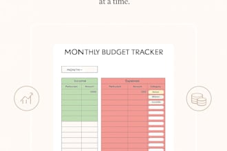 design a custom automated monthly budget tracker in excel or google sheet