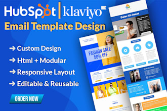 design editable hubspot, klaviyo email templates