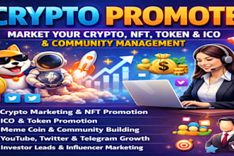 crypto promote with market your crypto, nft, token, ico, community management