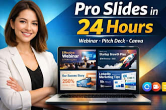 design webinar slide,linkedin slide,case study slide,pitch deck template in 24hr