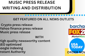 write ai music, distribute music press release and publish for promotion