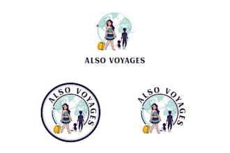 do amazing woman and family logo for a new travel agency
