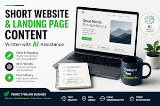 write short website or landing page content using ai