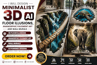 design minimalist 3d ai floor illusions anamorphic pavement art and wall mural
