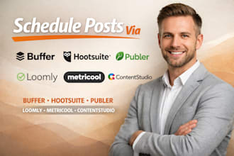 schedule posts via buffer, hootsuite, publer, loomly, metricool, contentstudio