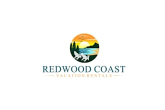 make corporate logo for where the redwoods meet the sea