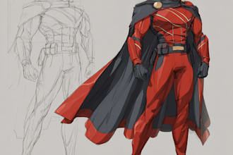 draw cartoon, anime, super hero portrait or concept art