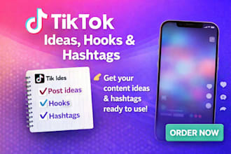 create tiktok video ideas, hooks and hashtags for your niche
