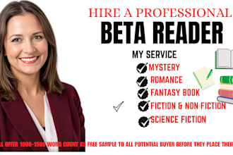 beta read and critique your fiction and non fiction book