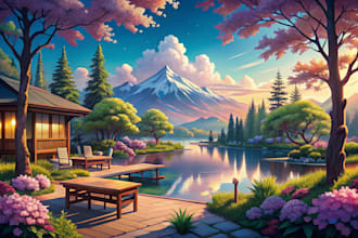 draw chill lofi style outdoor landscape art