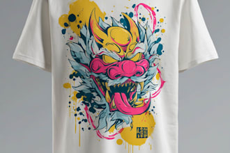 create a japanese t shirt illustration