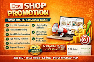 do etsy shop promotion, etsy seo and boost etsy sales with real traffic