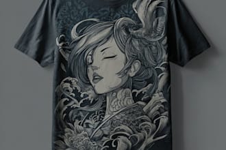 make a japanese t shirt illustration