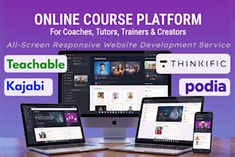 build your online course on thinkific, teachable, podia kajabi and setup emails