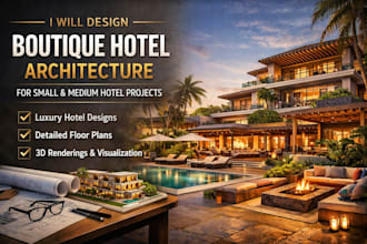 design boutique hotel architectural and floor plan for permit approval