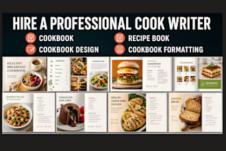 write quality cookbook recipe book, cookbook design, recipe book and formatting