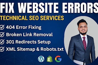 fix 404 errors, broken links, redirects and XML sitemap