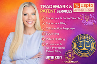 prepare and file trademark and patent, search, office action response and sou