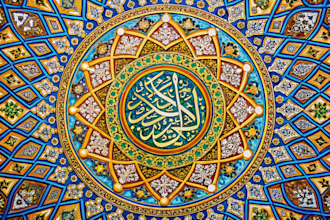 draw beautiful islamic calligraphy and patterns background