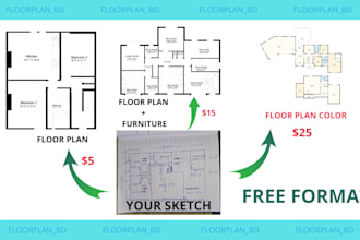 redraw floor plan for real estate agent
