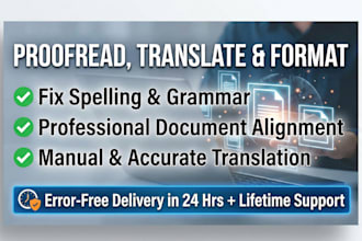 proofread, translate, check spelling, format, and align your document