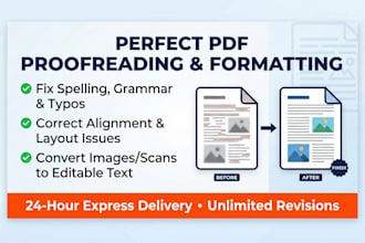 proofread and format PDF files or images to fix spelling and alignment