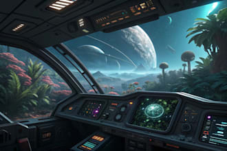 draw sci fi planet surface or spaceship interior