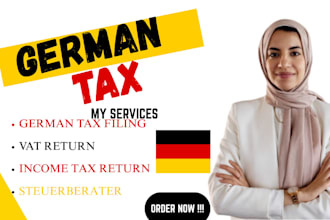 do german tax filing, corporate tax, vat return,income tax, steuerberater