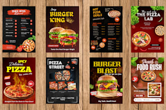 design eye catching pizza and burger flyer, food poster and restaurant menu