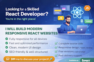 develop responsive react website with modern UI design