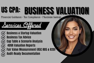 do CPA business valuation dcf ,property valuation ,appraisal ,409a valuation