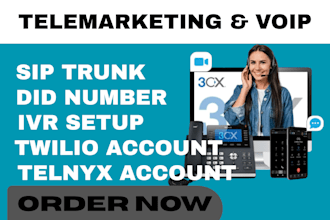 verified twilio telnyx account, sip trunk with did number IVR setup bulk sms
