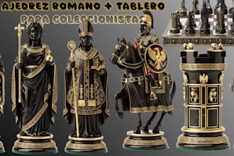 do 3d luxury miniature chess set,3d historical roman set,3d printable board game