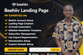 set up your beehiiv newsletter, landing page, ai email automation, and website