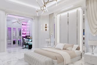 modern 3d bedroom design, recreational room render, virtual interior walkthrough