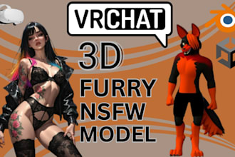 custom 3d model for vrchat avatar furry vtuber nsfw compatible of PC and quest
