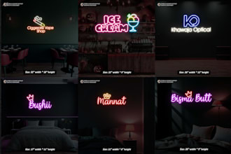 design professional neon logo, neon sign and neon poster