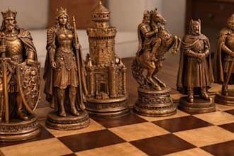 make 3d printable viking chess set,3d chess set figurine,3d custom miniature set