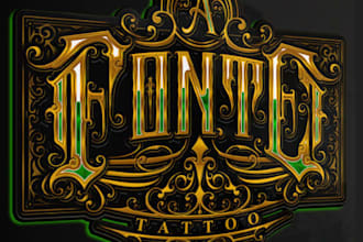 do a vintage hand lettering and tattoo logo design