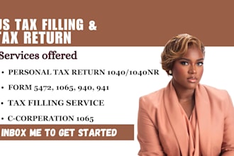 file form 1040, 5472, 990, 1065, 1120, us tax return, 1040nr, tax preparation